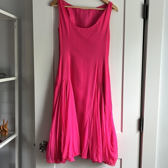 Vintage 1930s shocking pink chiffon cocktail dress. Handmade/couture. Size XS - Picture 5 of 15